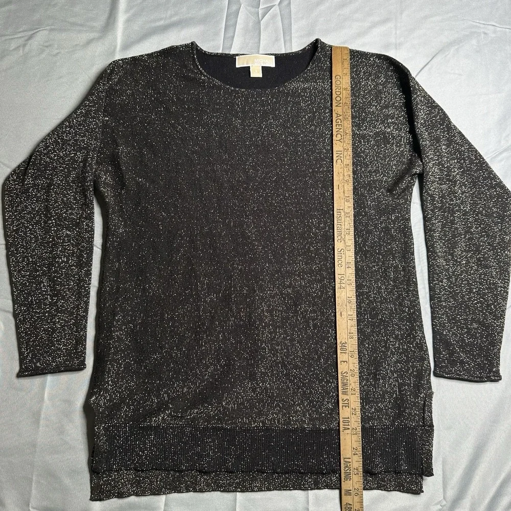 Michael Kors Small Top Black Gold Metallic Thread Shimmery Classy Cotton‎ Blend